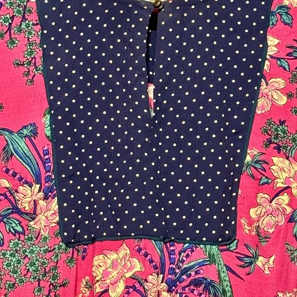 MAEVE Long Sleeve Tropical Bird Floral Print Dress with Polka Dot Contast - Picture 2 of 9